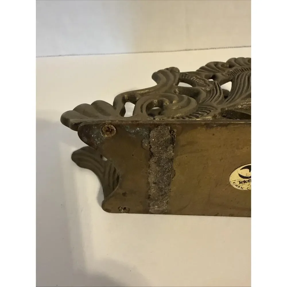 Vintage Napkin/Letter Holder Solid Brass Art Nouveau Ornate Teleflora. ￼